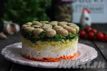 Салат "Лесная поляна" с копчёной курицей