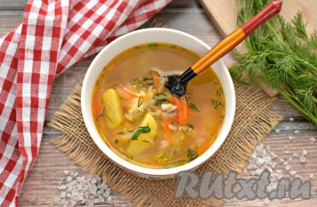 Щи с рисом и свежей капустой