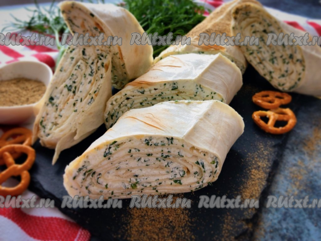 Рулетики из лаваша с зеленью