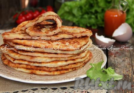 Сырные лепёшки на кефире с ветчиной