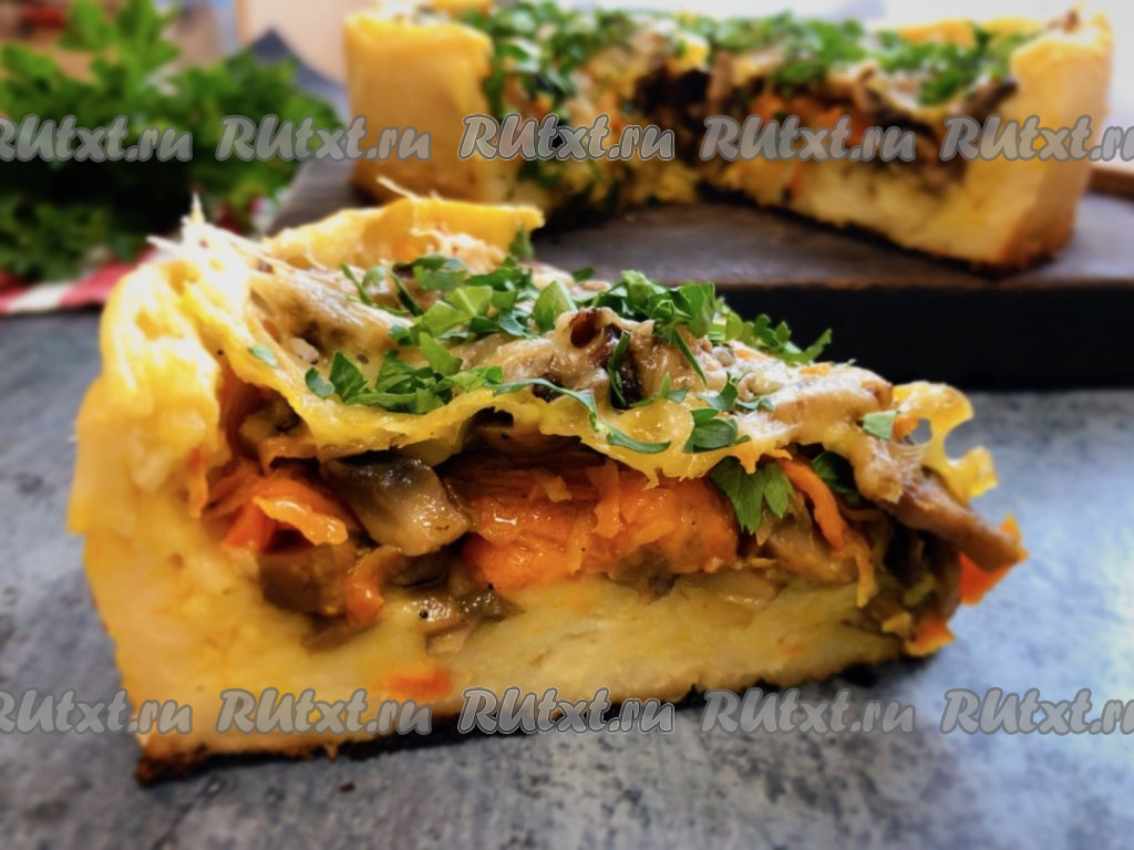Картофельный пирог с говядиной и грибами