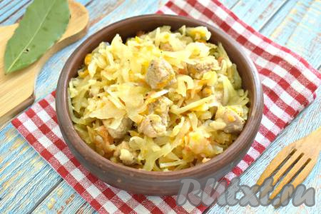 Бигус из свежей капусты со свининой получился сочным, вкусным и ароматным, раскладываем его по тарелкам и подаём к столу. Я уверена, что это аппетитное и сытное домашнее блюдо обязательно найдёт своих почитателей.