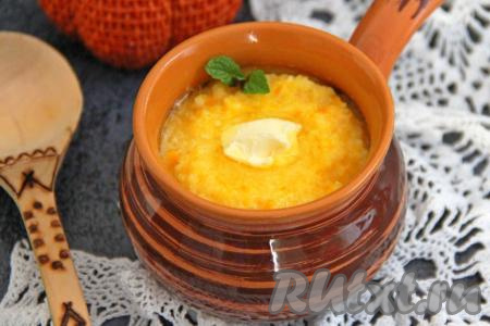 Кукурузная каша на молоке с тыквой в мультиварке