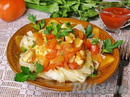 Лагман с курицей и овощами