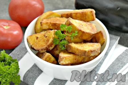Баклажаны, жареные в кукурузном крахмале на сковороде