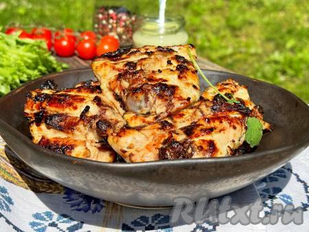 Куриные бёдра в кефире на мангале