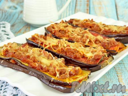 Баклажаны слоями с фаршем и сыром в духовке