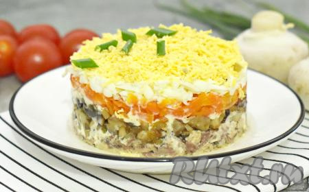 Салат "Мимоза" с грибами