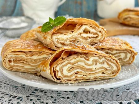 Рулет из лаваша с творогом в аэрогриле