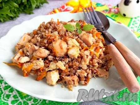 Гречка с копчёной курицей