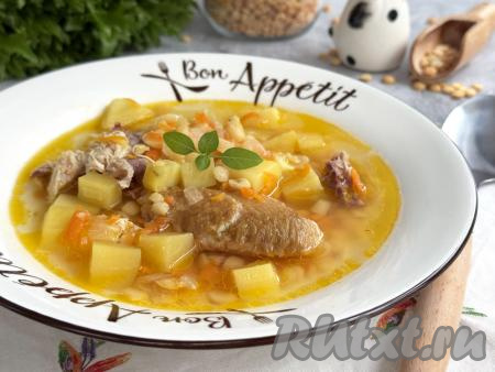 Гороховый суп с копчёной курицей в мультиварке