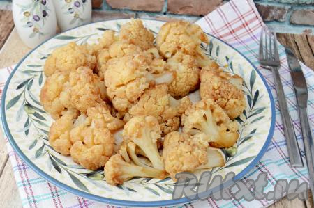 Цветная капуста с соевым соусом на сковороде