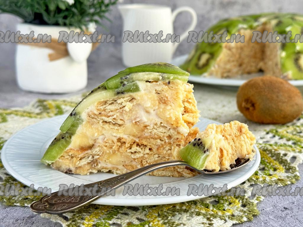 Торт из печенья с бананами 