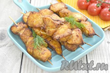 Куриный шашлык на шпажках в аэрогриле