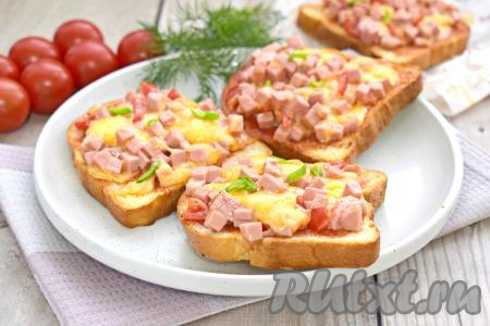 Пицца на тостовом хлебе в аэрогриле