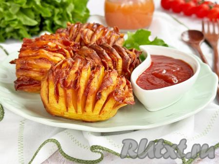 Картошка-гармошка с беконом в аэрогриле