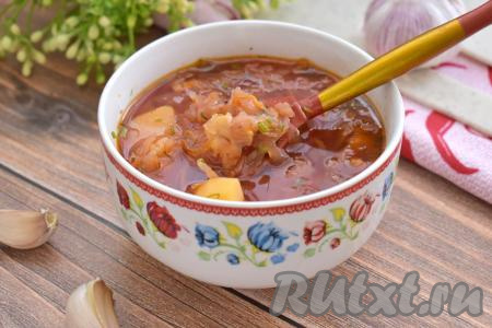 Борщ с копчёной курицей