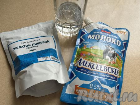 Подготовить продукты для приготовления желе из сгущёнки и желатина.&nbsp;