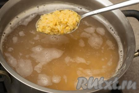 У меня была красная чечевица, на её варку обычно требуется 15-20 минут. На фото видно, что по прошествии 15 минут, она уже была хорошо разваренной. Если вы возьмёте, например, зелёную чечевицу, тогда время варки нужно будет увеличить (точное время варки смотрите на упаковке чечевицы, которую вы используете).