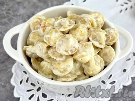 Пельмени в сливках в аэрогриле