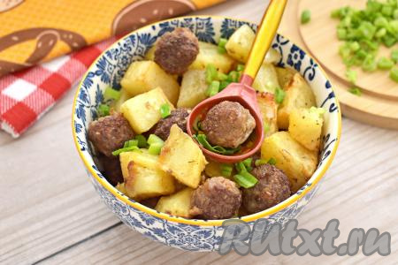 Фрикадельки с картошкой в аэрогриле