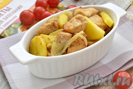 Картошка с курицей в рукаве в аэрогриле