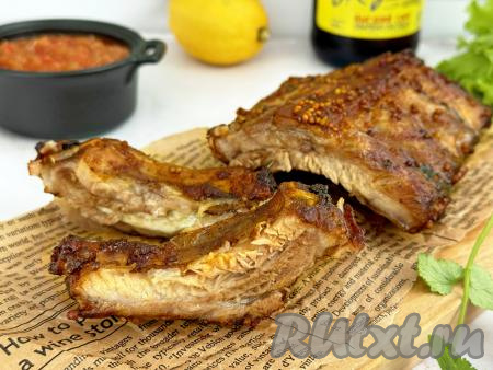 Свиные рёбрышки с соевым соусом и горчицей в фольге в духовке