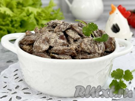 Куриные сердечки в сметане в аэрогриле