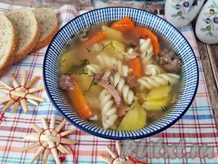 Суп с тушёнкой и макаронами