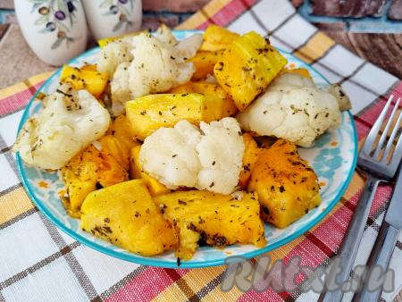 Тыква с цветной капустой в духовке