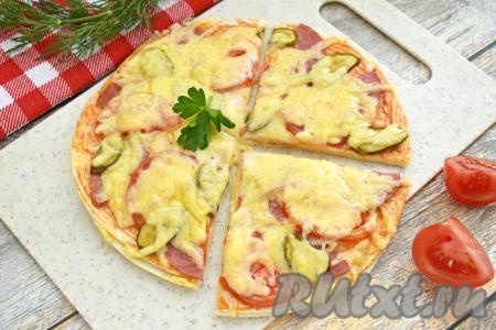 Пицца на тортилье в аэрогриле