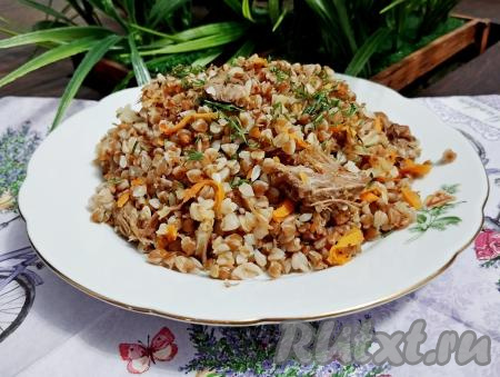 Гречка с тушёнкой в духовке