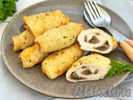 Куриные рулетики с грибами в аэрогриле