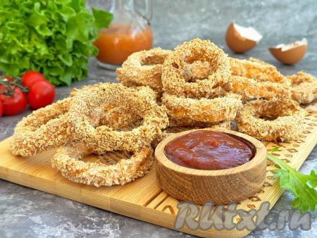 Луковые кольца в кляре в аэрогриле