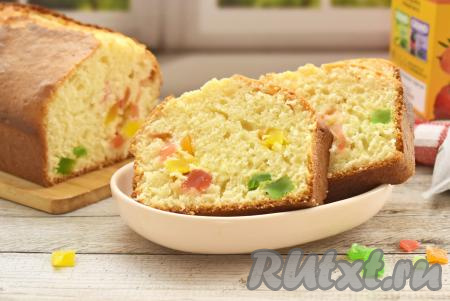 Кекс на кефире с цукатами 