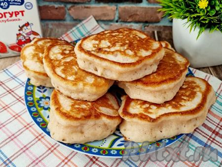 Пышные оладьи на фруктовом питьевом йогурте