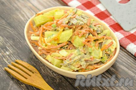 Салат с языком свиным и корейской морковью