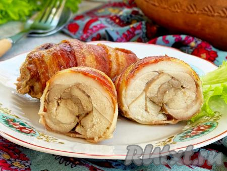 Филе бедра курицы в беконе в духовке