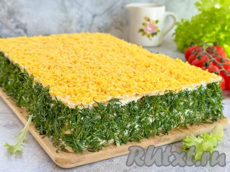 Закусочный торт "Мимоза" из вафельных коржей