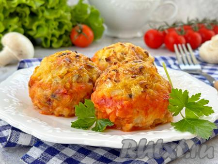 Постные ленивые голубцы с грибами и рисом