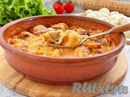 Пельмени с майонезом и кетчупом в духовке