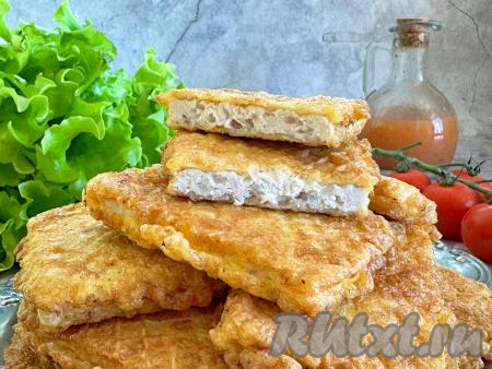 Котлеты в вафельных коржах в кляре на сковороде
