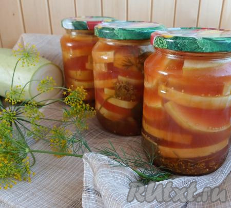 Кабачки, маринованные с томатной пастой на зиму