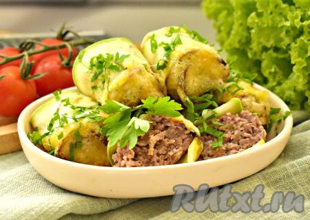 Рулетики из кабачков с фаршем в аэрогриле