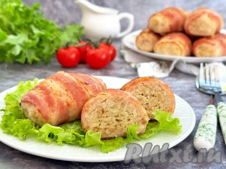 Куриные котлеты в беконе в духовке