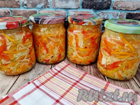 Кабачки по-корейски с болгарским перцем и морковью на зиму