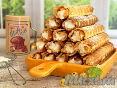Вафельные трубочки с творожным кремом