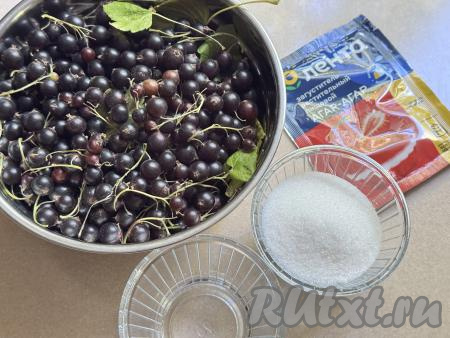 Подготовить продукты для приготовления мармелада из чёрной смородины с агар-агаром. Агар-агар продаётся в магазине продуктов в отделе с желатином. Чёрную смородину можно взять как свежую, так и замороженную. 