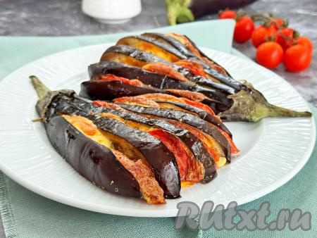 Аппетитный, вкусный веер из баклажана достать из аэрогриля и подать в горячем виде к повседневному или к праздничному столу.