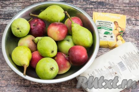 Подготовить продукты для приготовления компота из яблок и груш на зиму. Вес яблок и груш даётся в неочищенном виде.